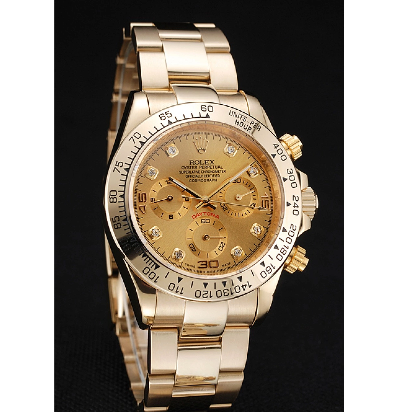 Aaa replica watch Rolex Gold Numerals Daytona Brown 1454245 Cosmograph Dial Bracelet Diamond And Case 0713